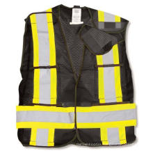 Black 100% Polyester Soft Mesh Safety Vest